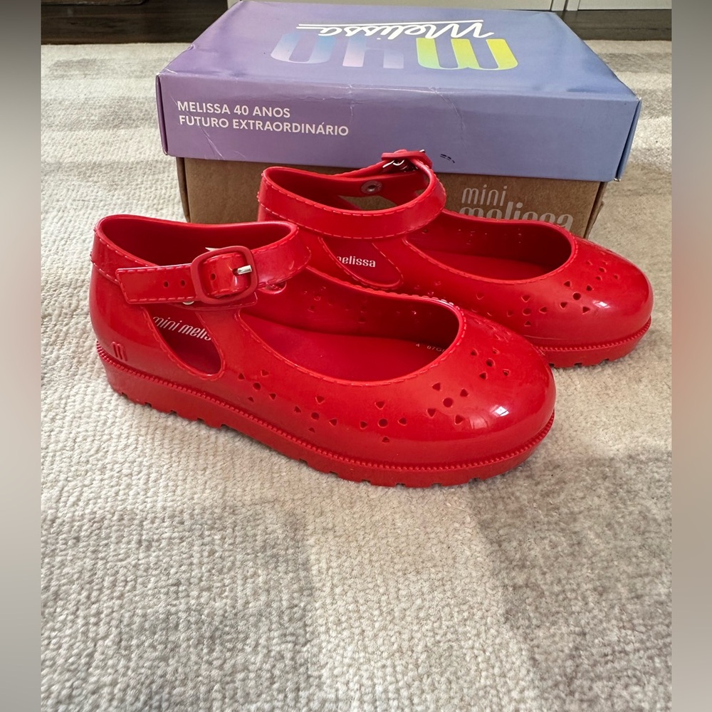 Mini Melissa Com Pochette Red Shoes and Bag Red (Size 9)